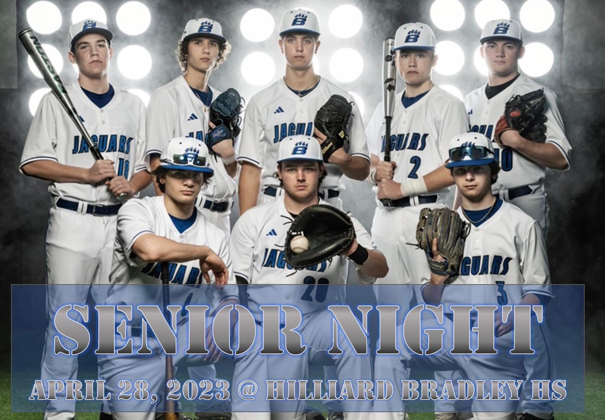 SENIOR NIGHT! Come out and support your Seniors! When: Tuesday, May 2 @ 4:40 Where: Bradley Baseball Field @HBJagsBaseball @HBHSathletics @BradleyHS @HBHS_TheJungle