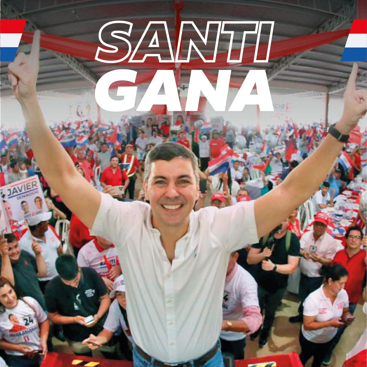 mercadomariano's tweet photo. Sin odio ni rencores. 
Todos por Paraguay. 
Tenemos un nuevo presidente. Estoy seguro que hará una gran gestión para que todos estemos mejor. Ahora se festeja, ya habrá tiempo para el análisis. #SantiPresidente https://t.co/SU2fpEiUVj