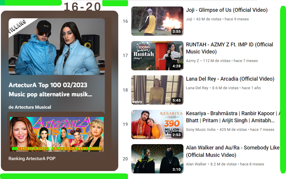 ARTECTURAMUSICA's tweet photo. #Ranking #musical #pop 2/2023 DEL 1 AL 20 #երաժշտություն #musiqi #সঙ্গীত #តន្ត្រី #ಸಂಗೀತ #音乐 #音樂 #සංගීතය #음악 #მუსიკა #સંગીત #संगीत #music #音楽 #музыка #ດົນຕີ #സംഗീതം #संगीत #хөгжим #संगीत #เพลง #இசை #мусиқӣ #సంగీతం #müzik #موسیقی #musiqa  #ArtecturA https://t.co/e42bXJBKTc