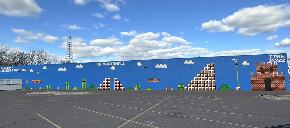 TylerJRoney's tweet photo. I’ve driven past this so many times that I finally wanted to stop and take a look at it in person…
Behold: The Sioux Falls Mario Wall! This is incredible! #SFMarioWall https://t.co/CWPMJm57VU