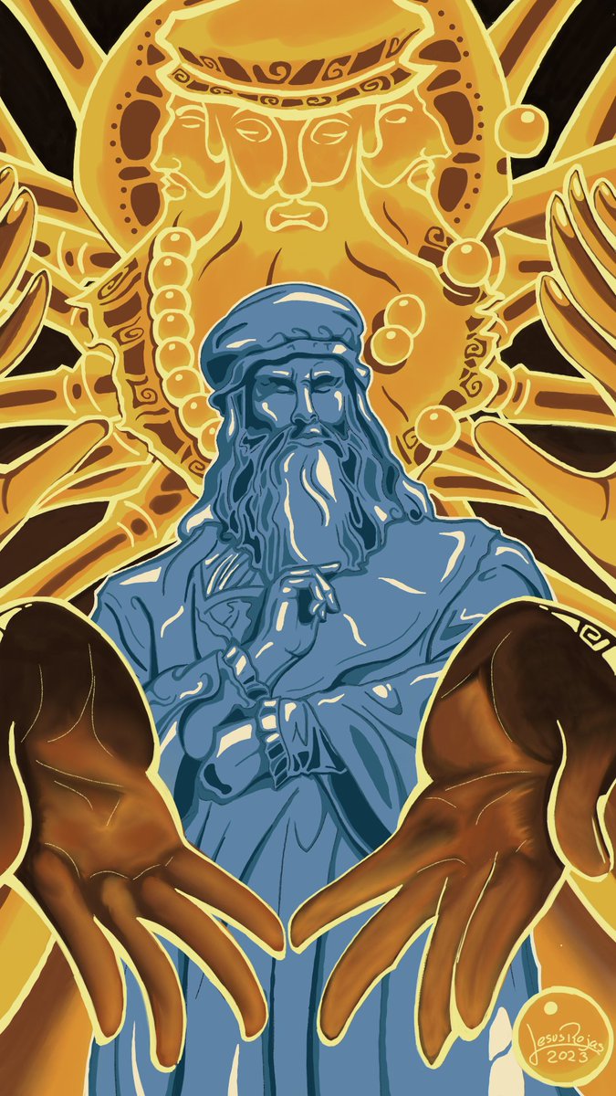 Rojje_Art's tweet photo. Nueva #ilustración digital con la temática de #leonardodavinci 

Referencia con el hombre de Vitruvio atrás 🫡

#adobefresco #artedigital https://t.co/IZXZESIdCO