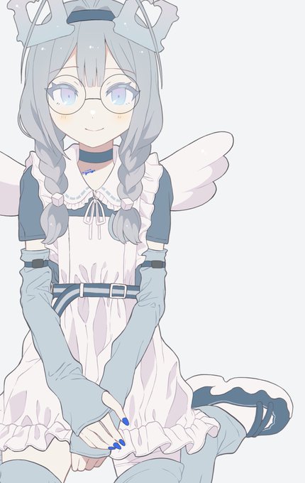 「animal ears blue thighhighs」 illustration images(Latest)
