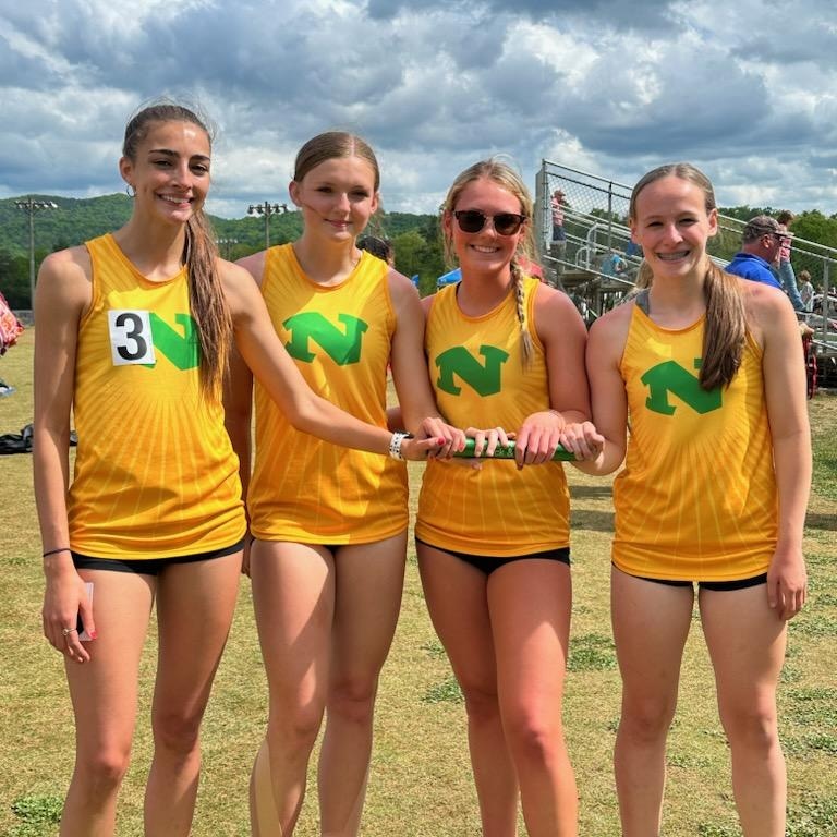 nhsgreenwave's tweet photo. Congratulations to Carolyn, Brooklyn, Emma and Ellyn for breaking their own school record in the 4x400 relay by running a time of 4:30:67. They finished 2nd in the Knight Invitational at Cave Spring High School on Saturday. https://t.co/7MF0HuZLEI