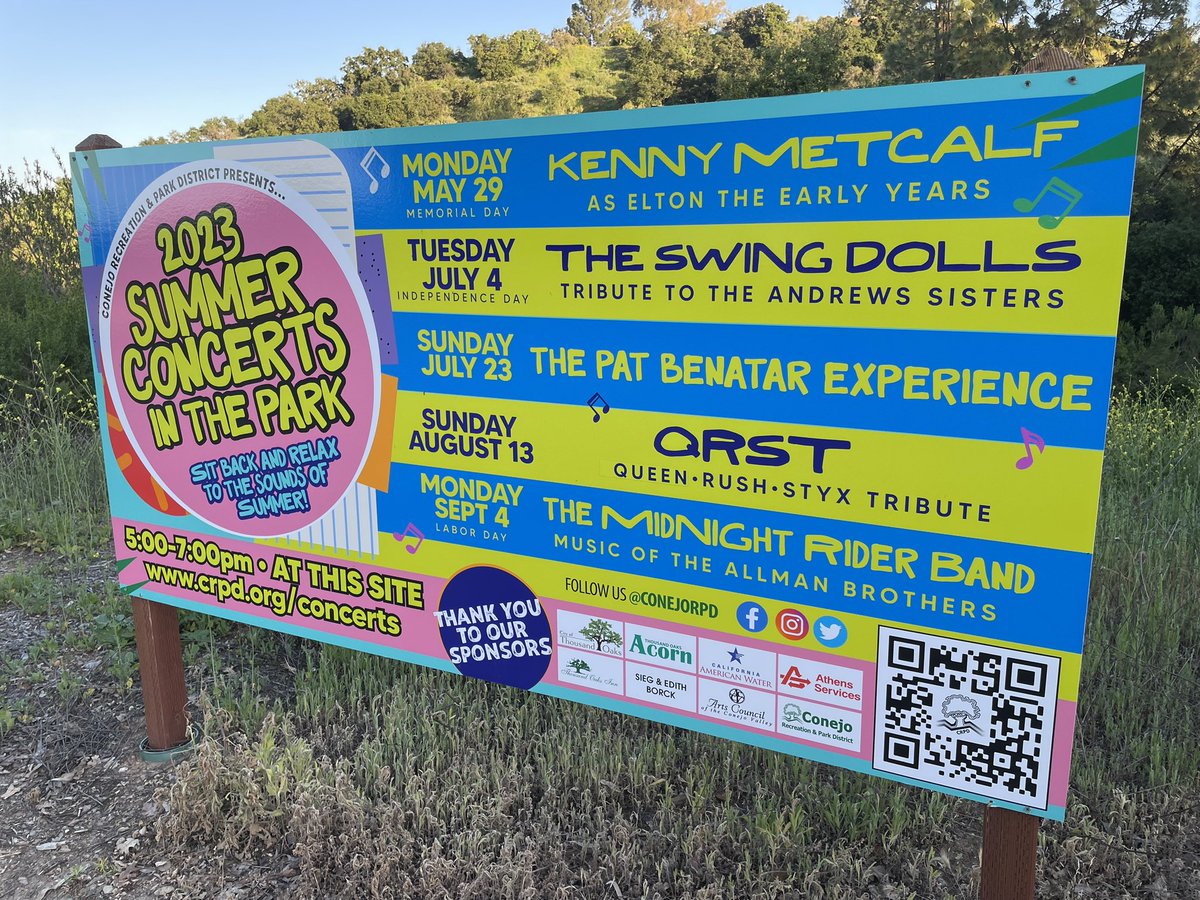 Kyle Jorrey (@kylebjorrey) on Twitter photo Just one month away. <a href="/ConejoRPD/">Conejo Recreation & Park District</a> Summer Concerts in the Park back with another stellar lineup. Time to break out the blankets and plastic wine cups Just one month away. <a href="/ConejoRPD/">Conejo Recreation & Park District</a> Summer Concerts in the Park back with another stellar lineup. Time to break out the blankets and plastic wine cups