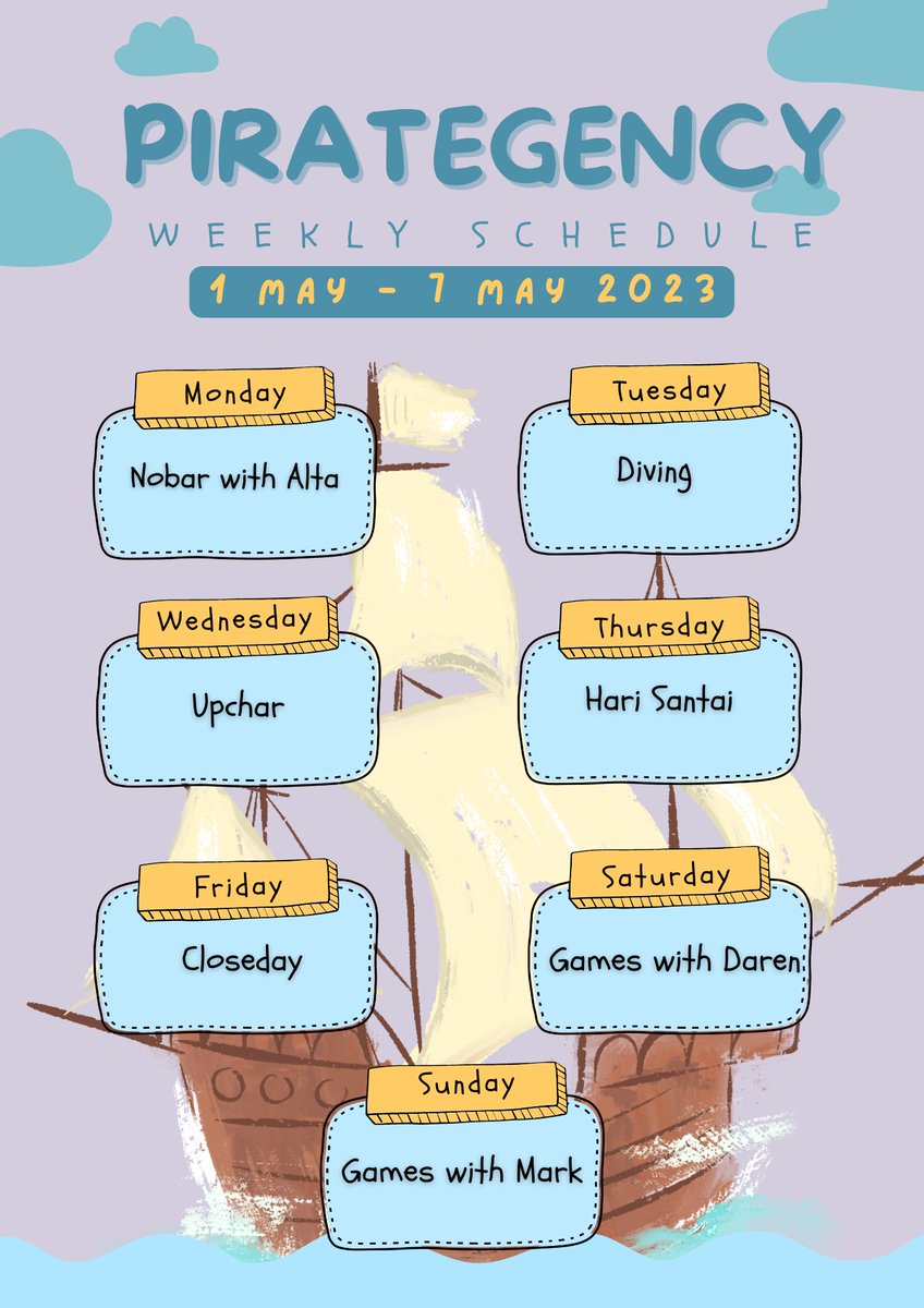 SUBRIMEVALE's tweet photo. Weekly Schedule
1 May - 7 May 2023 https://t.co/Feu5cMUIAD