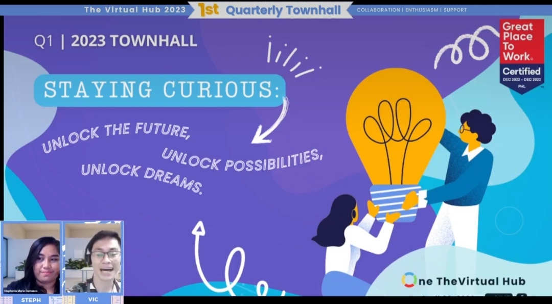virtualhubltd's tweet image. The Virtual Hub's Quarter 1 2023 Town Hall was an unparalleled 🎉 success!

Here's 🥂 to staying curious, unlocking the future, and dreaming big dreams together! ✨

#thevirtualhub #virtualassistant #virtualteam #townhall #stayingcurious