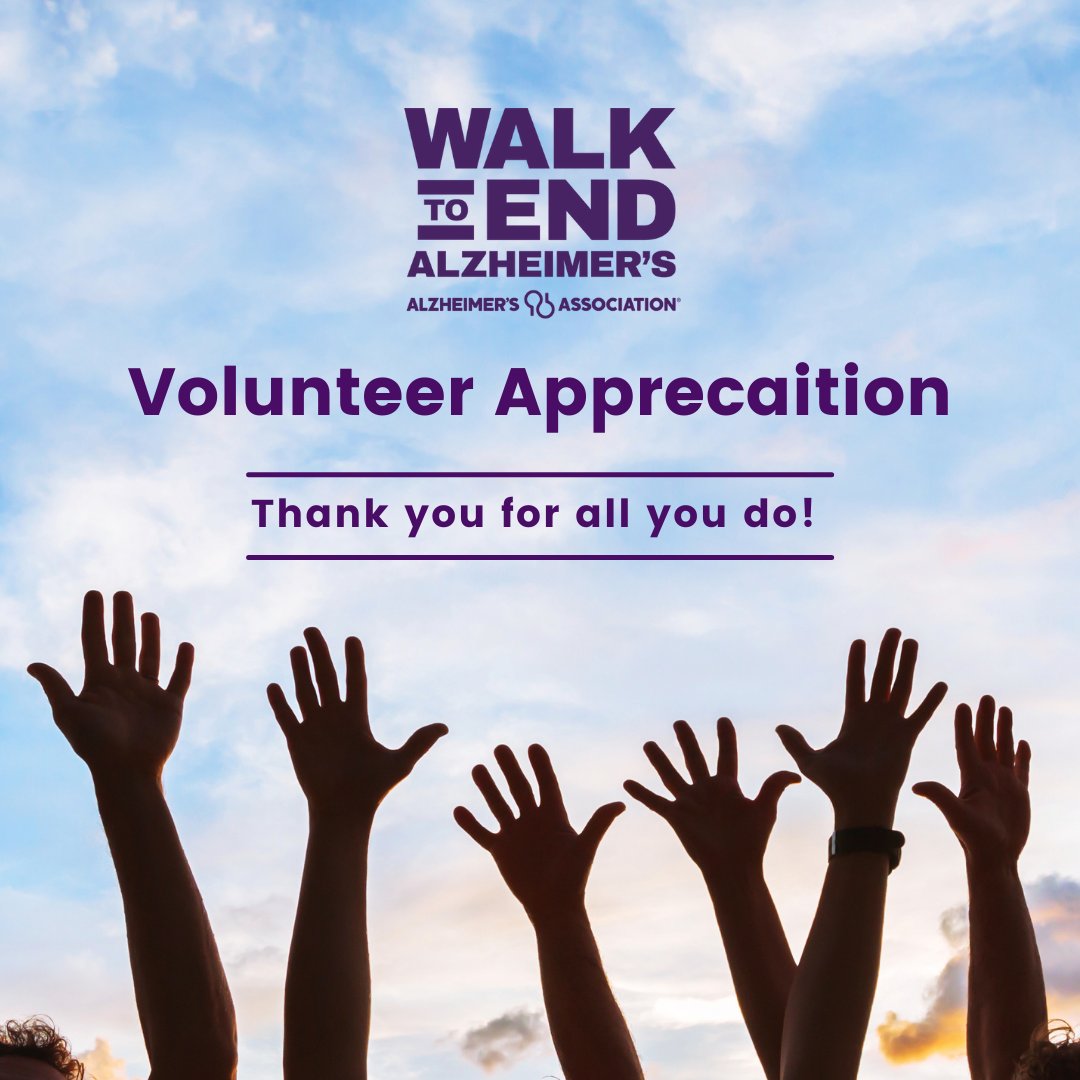 AlzChi's tweet photo. Closing out Volunteer Appreciation Month, we want to take a moment to thank our different groups of volunteers, from our Walk Planning Committees, to our Executive Leadership Council, Event Day Volunteers, and of course our Team Captains. 

#Walk2EndAlz #Alzheimers https://t.co/5HwOeMVcEs