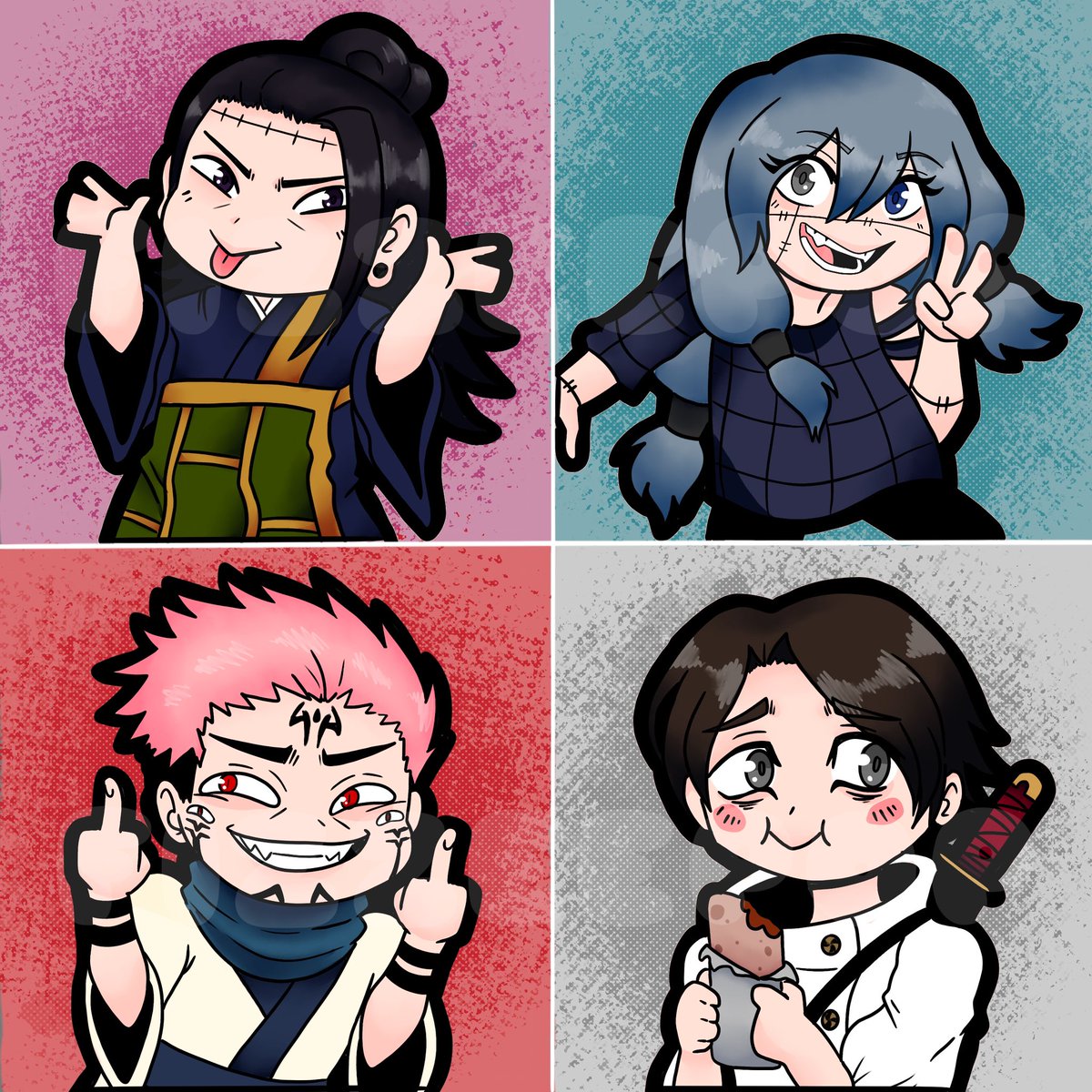 FizzeePopShop's tweet photo. ✨ Hard at work on some button sets for my first booth later this year, I had to start off with Jujutsu Kaisen, it’s a fave of mine! Lemme know any other series you’d want to see! ✨

#JujutsuKaisen #JJK #anime #buttonset #conventionartist #digitalart #DigitalArtist #iPadpro https://t.co/iWUzYiNtgj
