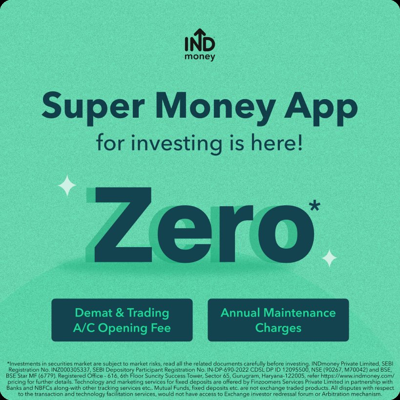 Dailycoverage1's tweet image. Hey, join INDmoney, Super Money App for investments🤩

✨Now Invest in Stocks, ETFs, IPOs, Zero commission Mutual funds, FDs, etc.
✨One single app to manage all your savings a/c, expenses, cards, and investments.

 Use my referral code *AKA3TK1GIND* or indmoney.onelink.me/RmHC/4lmgelpg