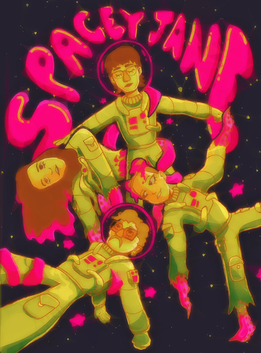 SPACEY JANE!!!!!

what a better way to draw one of my favorite bands than to make them astronauts in space being overtaken by PINK ALIENS…
yeah, it doesn’t get better than that ;)
<a href="/spacey__jane/">Spacey Jane</a>