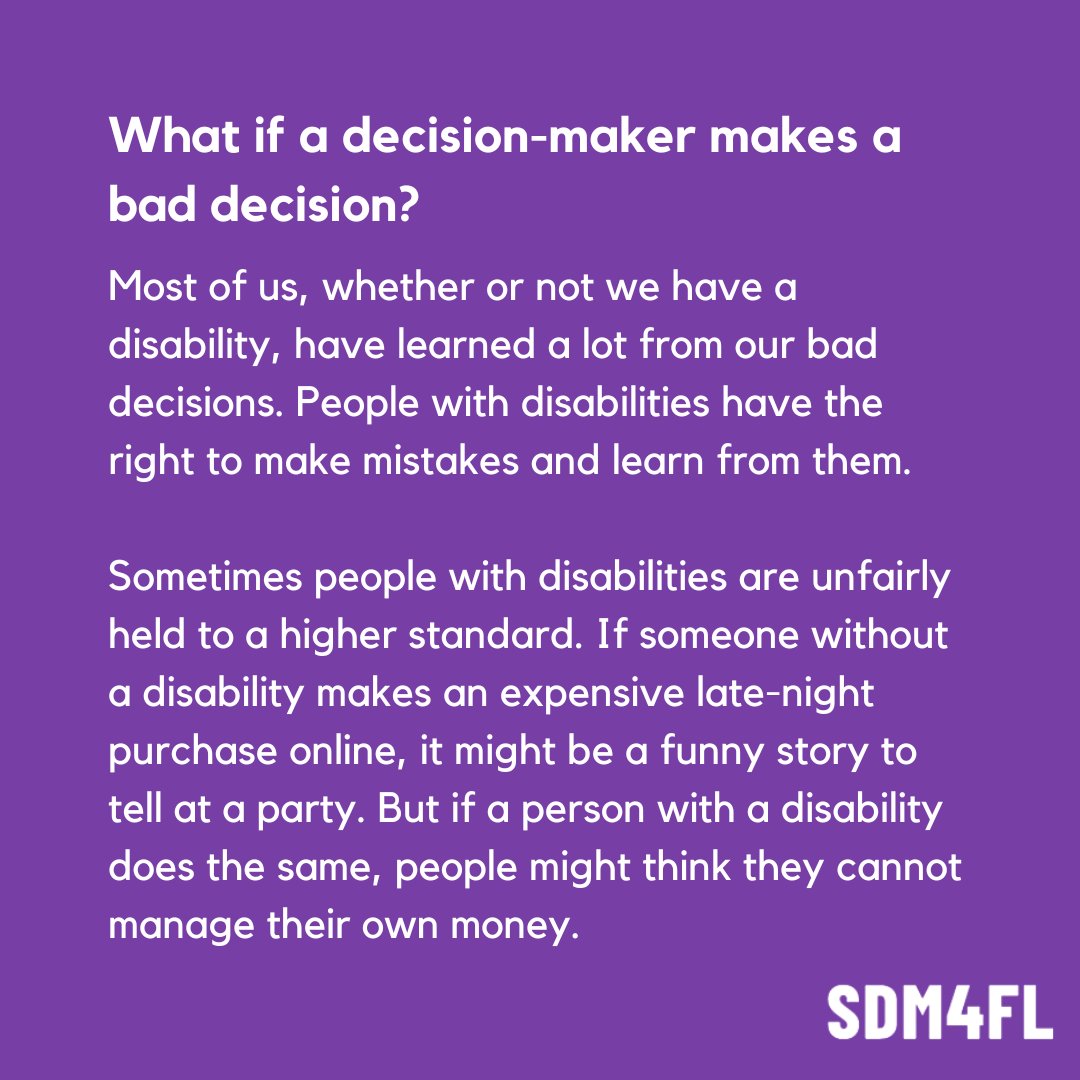 IDecideFL's tweet photo. If someone without a disability makes an expensive late-night purchase online, people often see that as a funny story. But if a person with a disability does the same, people often unfairly think they cannot manage their own money.

#SupportedDecisionMaking #Guardianship https://t.co/dgK3ER1uA6