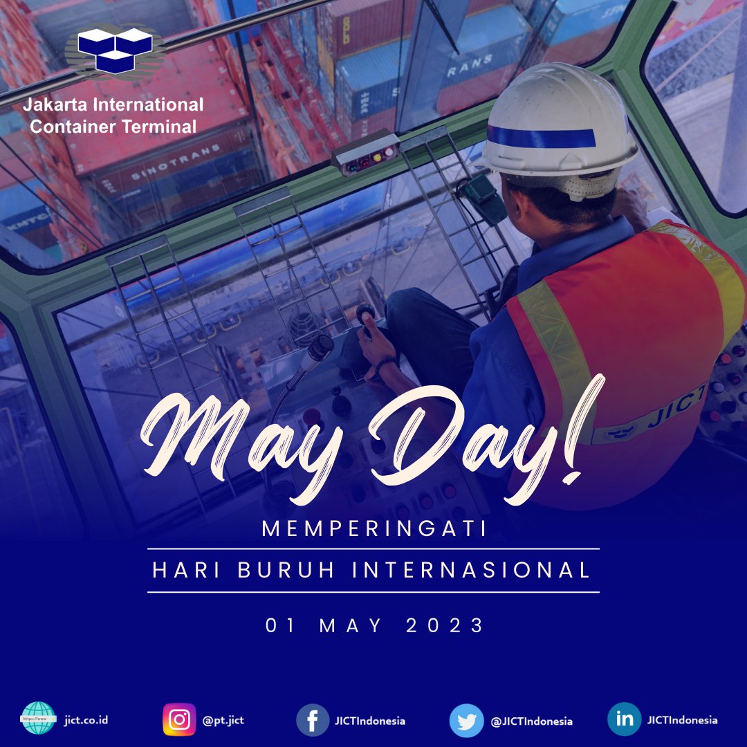 JICTIndonesia's tweet photo. Selamat Hari Buruh 01 May 2023. Terima kasih untuk seluruh pekerja dan buruh di Indonesia atas pencapaian dan semua prestasi. Tetap Semangat, Tetap Kuat dalam membangun Diri, Keluarga dan Indonesia agar sejahtera.
#JICT #JICTIndonesia
#Pelindo #PelindoGroup
#Mayday2023 #Hariburuh https://t.co/4cwoEvLbHF