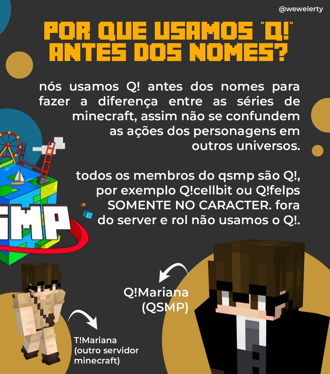 Oiiii! fiz um pequeno guia para o novo povo brasileiro no fandom sobre algumas das palavras que usamos para os membros no QSMP

desculpe, eu uso o tradutor, mas espero que entenda
RT e fav são apreciados :) !
#qsmpbrasil #qsmpbr #qsmp