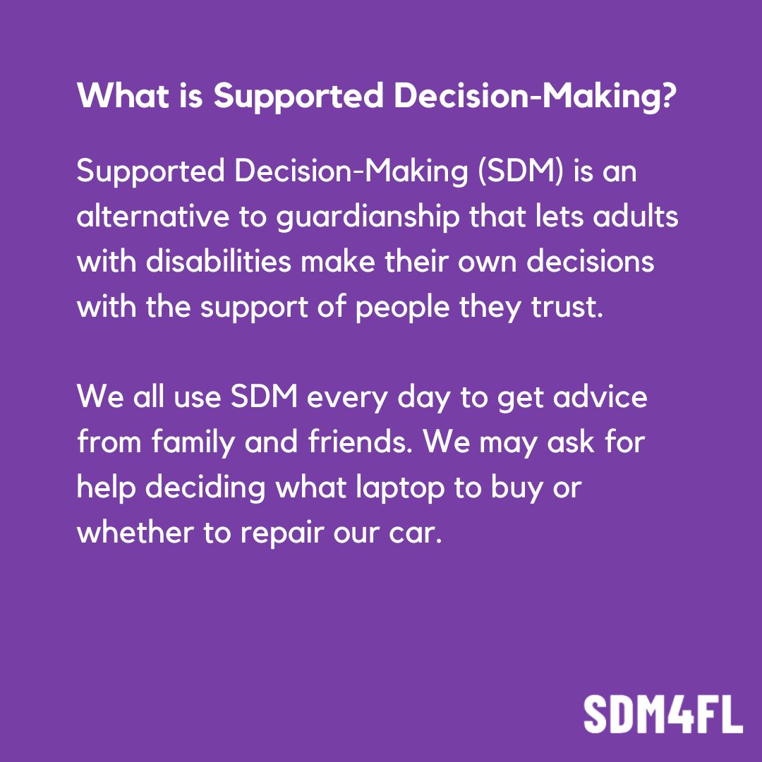 IDecideFL's tweet photo. What is Supported Decision-Making? 

Supported Decision-Making is an alternative to guardianship that lets adults with disabilities make their own decisions with the support of people they trust. 

#SupportedDecisionMaking #Guardianship #Conservatorship https://t.co/DQnhM0ctXj