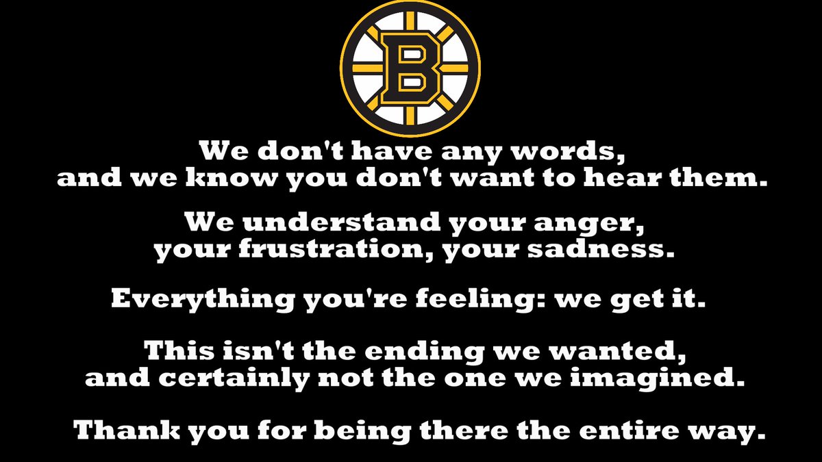 The Boston Bruins have just released a statement on this humiliating series loss: