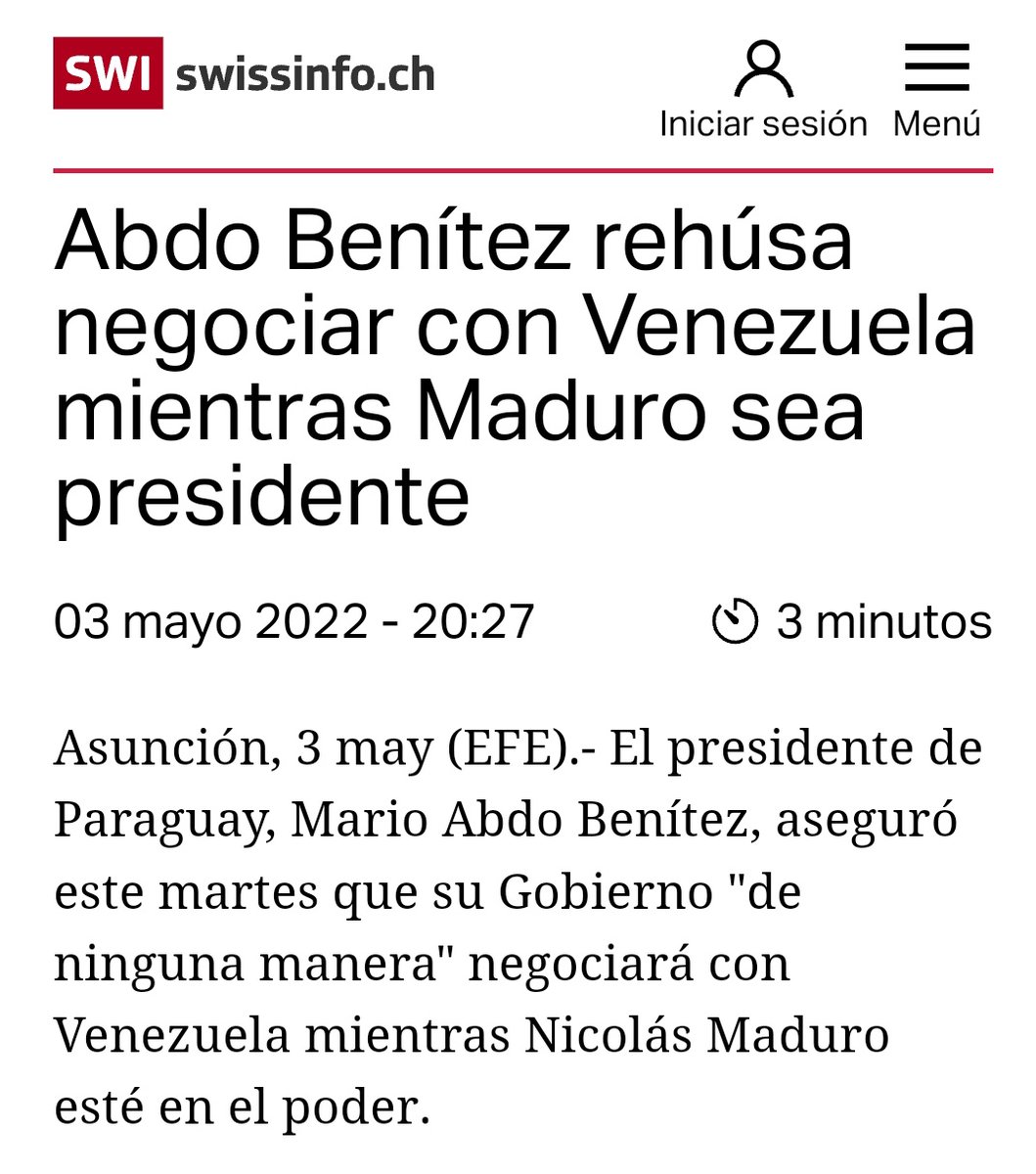 Mario Abdo Benítez, pdte. paraguayo que reconoció a Guaidó solo para que le condonara deuda de $300MM, que apoyó intento de invasión a VZLA por Cúcuta, que rehuyó al debate con @NicolasMaduro en VI Celac 2021, ya es pasado. No le alcanzó ni para la reelección. Se secó, como todos