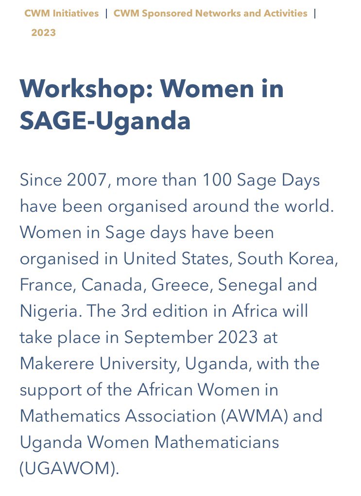 NabawandaOlivia's tweet photo. Out of the 48 applications received, my proposal was among the 11 selected projects for funding! Good start 👍💪🏾
Thank you #InternationalMathematicalUnion
Registration will open soon! Mathematicians, especially ladies from East Africa, get ready😉 MUST students👍 https://t.co/lilMe557wM