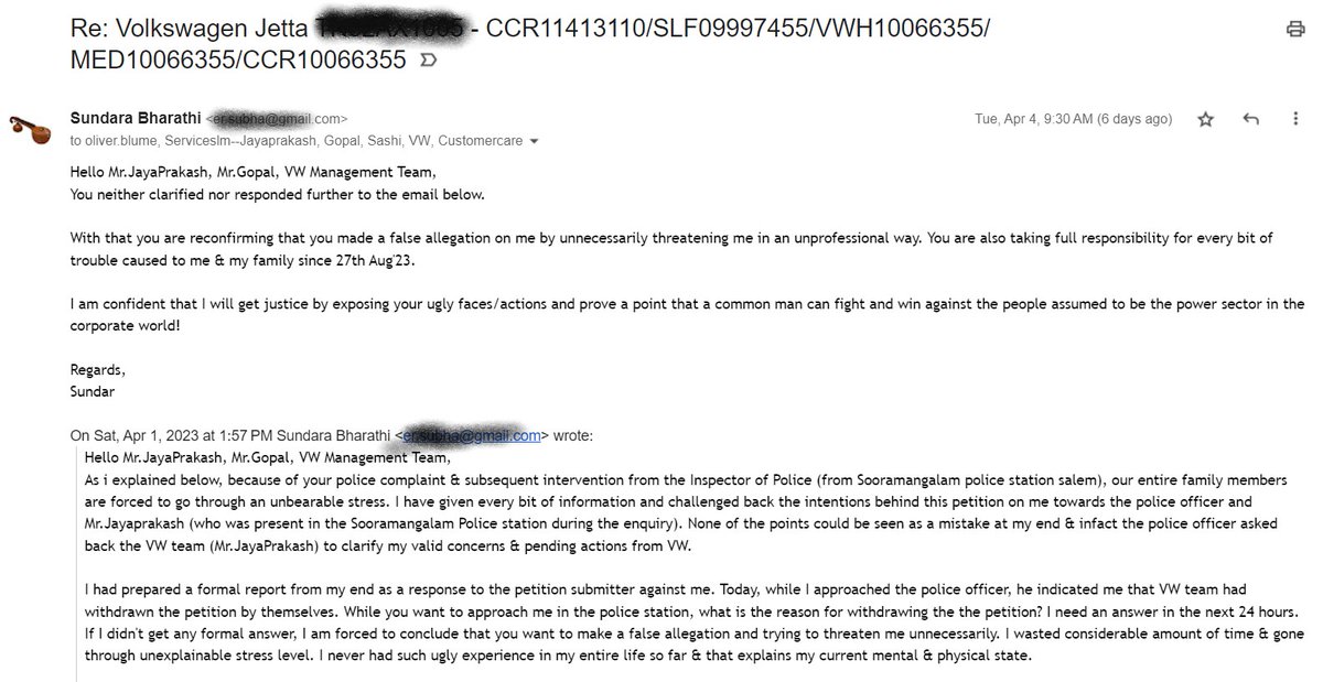 SuBha_Er's tweet photo. @volkswagenindia @VWGroup @VW @volkswagen @Piyush_Arora_ 
Volkswagen is Ethical &amp; Trust worthy org?
- Multiple issues n complaints (Refer VWH10066355)
- No response to any pointed questions
- Fake records &amp; bluffings
- Accepted as mistake but offered 50% pay out 
#VWCheatsU
(1/2) https://t.co/srAtWVmPjh