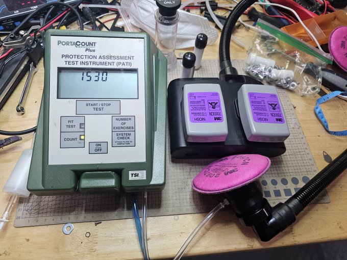 Testing PAPR air supplies today. So far, cheap Chinese ones seem like a bust, they leak too much😒 3M