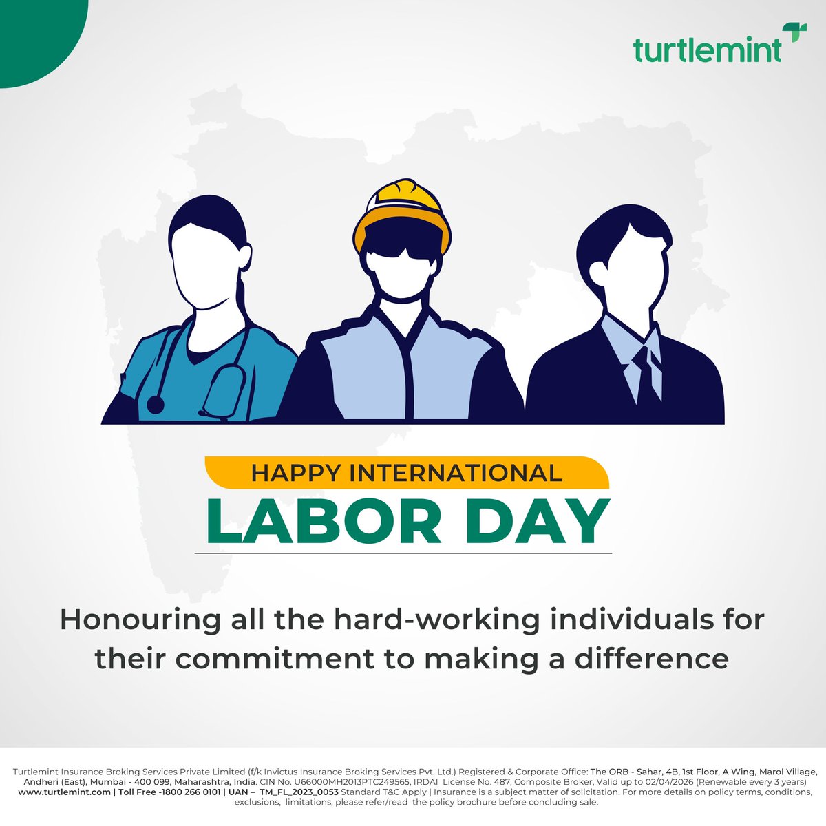 helloturtlemint's tweet image. Happy International #LaborDay! From the essential workers on the front lines to the office heroes behind the scenes, we honor your commitment to making a difference. Here's to a brighter, safer future for all.

#Turtlemint #FutureKaInsurance #InternationalLaborDay #thankyou