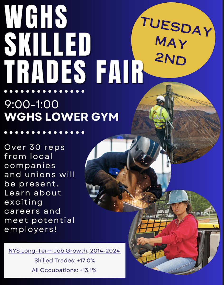 WG_Counseling's tweet photo. We have another exciting event coming up this week! Thank you to Mrs. Sauda from our Career Center for connecting with local businesses and organizing this amazing program for our students. https://t.co/V0bxVwxHkD