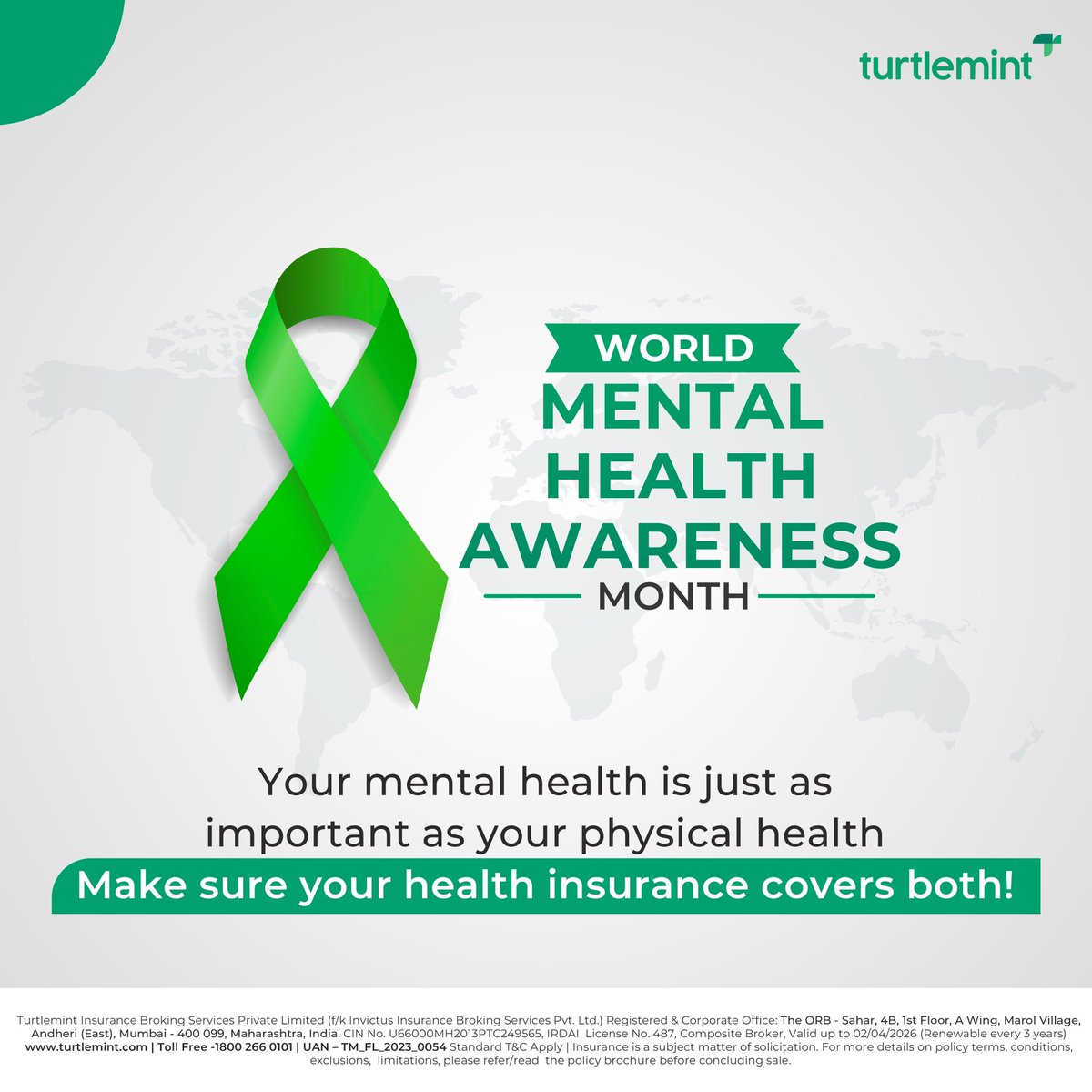 helloturtlemint's tweet image. Don't let mental health concerns go untreated. With mental health coverage in your health insurance, you can access the care you need.
#WorldMentalHealthAwareness

#Turtlemint #FutureKaInsurance #health #healthInsurance #MentalHealth #WorldMentalHealthAwarenessMonth