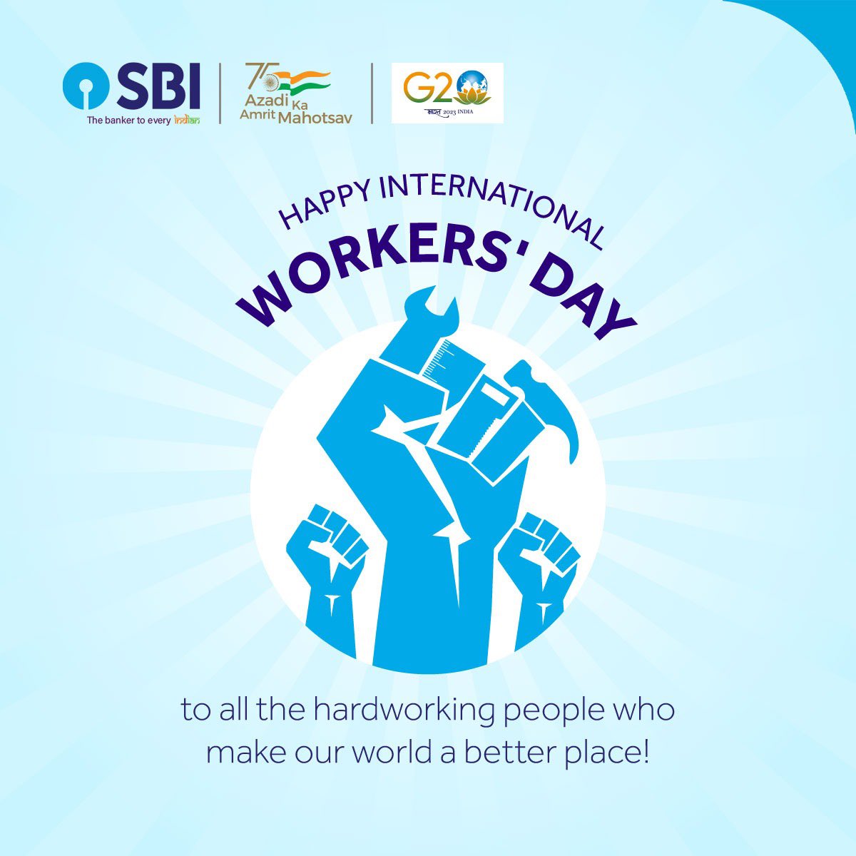 TheOfficialSBI's tweet photo. Happy International Workers’ Day to all the workers who inspire us with their passion and perseverance.

#InternationalWorkersDay #LabourDay #SBI #AmritMahotsav https://t.co/EAnfIEBoDl
