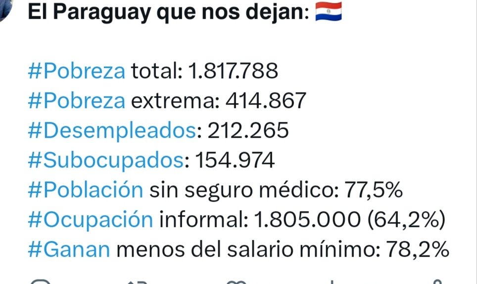 BenjaminEspnol1's tweet photo. @EmmaRincon En Paraguay hay capitalismo para los pobres y socialismo para los ricos. Solo un tonto que no vive en Paraguay piensa como vos. 70 años de gobierno del partido colorado. Uno de los países más corruptos de LATAM https://t.co/3X0lS49fpZ