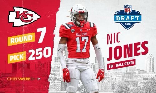 With the 250th pick in the 2023 NFL Draft, the Kansas City Chiefs selected MY SON!! Let’s go Nic Jones!! #proudmom #letsgoooo #timetogotowork #Godopensdoors