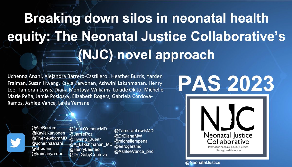 Join us tomorrow morning at 8:00 am. Room 149AB for our workshop on “Breaking down silos in neonatal health equity: The NJC novel approach” #PAS2023 #HealthEquity @NeonatalJustice