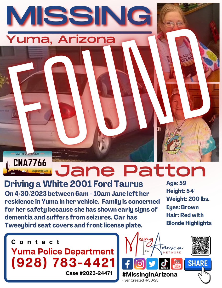 UPDATE: Family has shared Jane has been found and is now safe. Thank you all for #CaringAndSharing