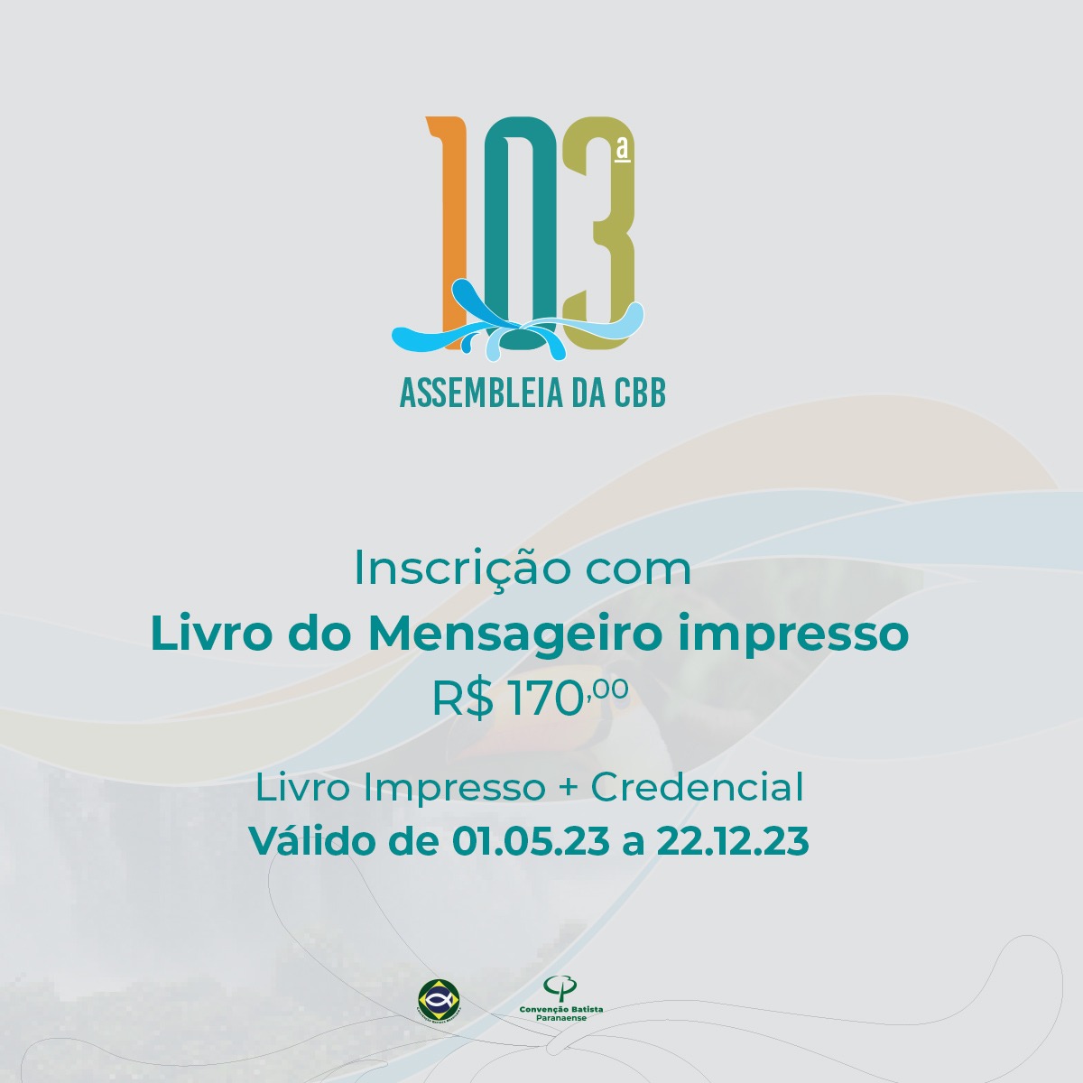 batistasdacbb's tweet photo. Estão abertas as inscrições para a 103ª Assembleia da CBB, que será realizada de 25 a 28 de janeiro de 2024, na cidade de Foz do Iguaçu.
Inscrições: https://t.co/s2vuPmh4U7
Hotsite: https://t.co/YKdNijZq0N
Esperamos vocês em Foz do Iguaçu!
#CBB #CBP #103Assembleia #CBB24 https://t.co/YVWqtHGYZ4