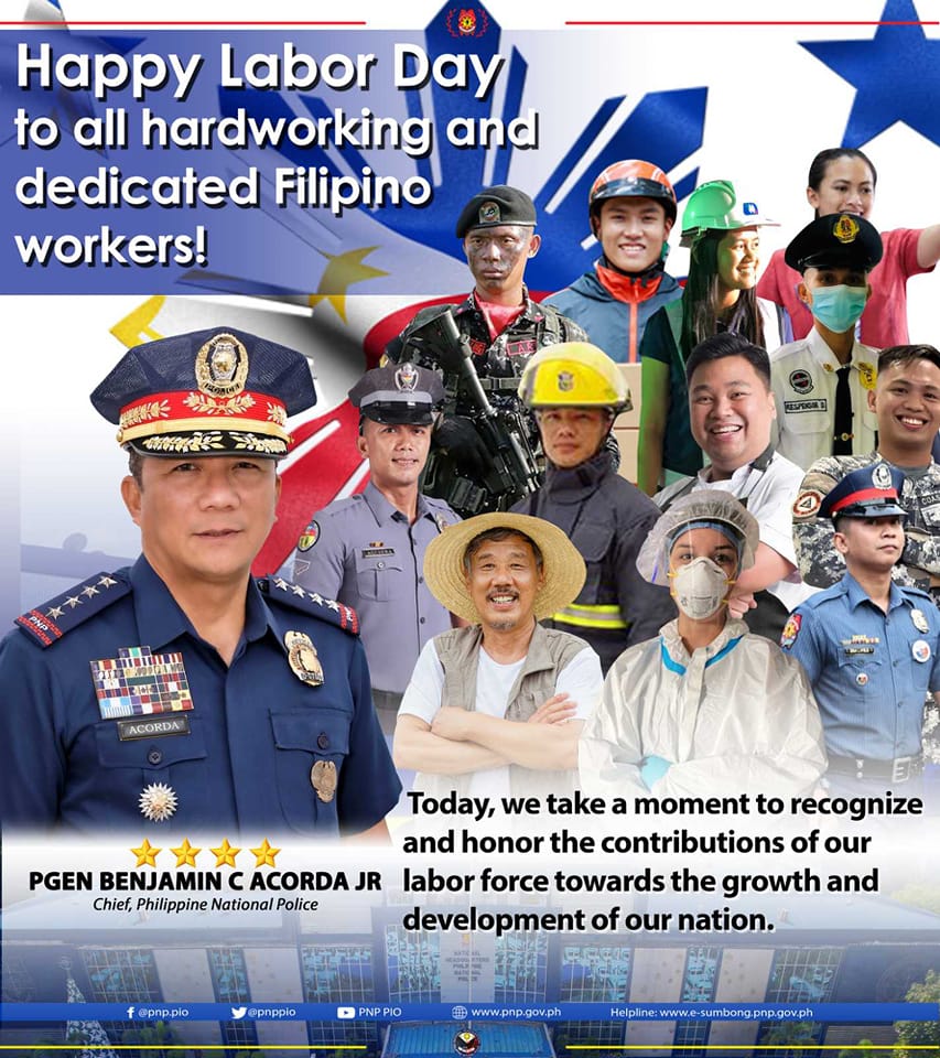 Happy Labor Day to all hardworking and dedicated Filipino workers.
facebook.com/photo/?fbid=66…

<a href="/pnppio/">Philippine National Police</a> 
<a href="/pro1officialtw/">@pro1officialtw</a>
<a href="/pnpdpcr/">PNP Kakampi Mo</a> 
<a href="/dpcrpublicinfo/">PNP DPCR PID</a>