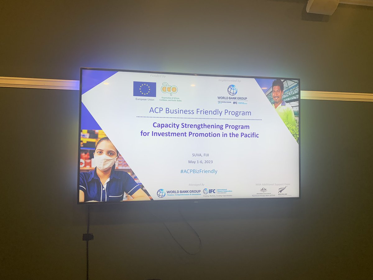askoltu's tweet photo. Excellent turnout of participants from 11 Pacific island countries in #InvestmentPromotion training in Suva. Thanks to @WorldBank and @IFC for setting up a highly useful program under the EU-funded project #ACPBusinessFriendly. https://t.co/F7jU035M1W