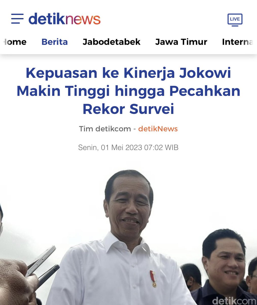 _Rizmaya__'s tweet photo. Di masa Presiden @jokowi  semboyan kerja dan kerja, benar2 dilakukannya. Tidak heran jika banyak masyarakat yg memuji dan puas trhdp kinerja Jokowi.

Kepuasan terhadap kinerja Presiden Jokowi semakin tinggi. Survei teranyar, kepuasan publik terhadap Jokowi pecahkan rekor,  78,5%. 👍🏻👍🏻

https://t.co/p8ojLFln48