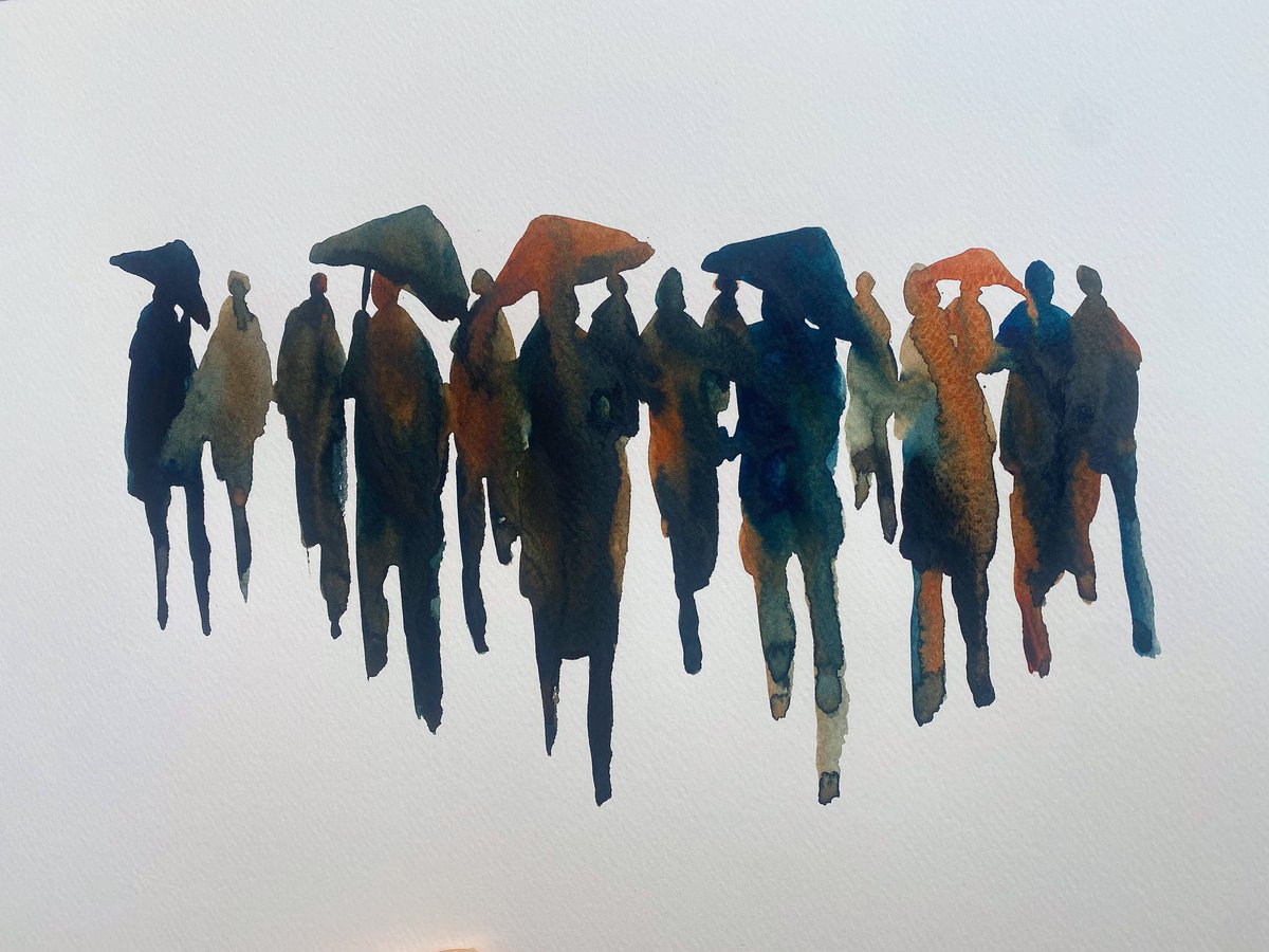PaintingsLiam's tweet photo. Figures and Umbrellas 12” x 16”

A new watercolour piece using Prussian blue, burnt sienna and black 

Now available for sale 

#art #artist #artwork #watercolor #watercolour #illustration #illustrator #impressionism #figurativeart #sketch #draw #paint https://t.co/8jxfOuG484