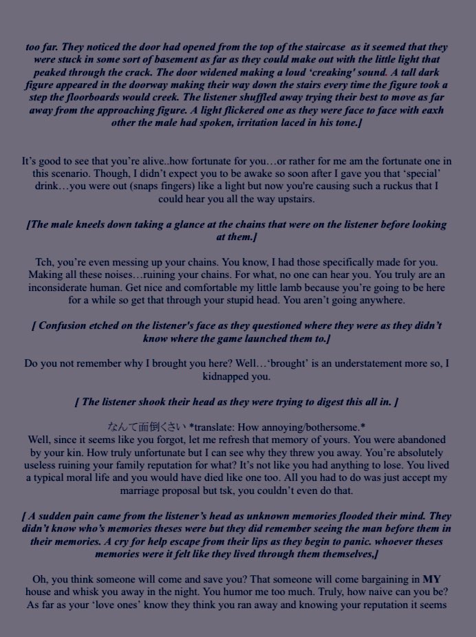 __miaomeow__'s tweet photo. Held Captive By A Sadistic Vampire Asmr Script
I really put my all into this script. I want to say it’s a full script?? ^^;
This one has (1/5 pages last page will be down below.)
I hope the wait was worth it! Also, this is technically sfw. lol
#DoppioDropscythe #Doppioscripts https://t.co/eGh1Xsy5Ei
