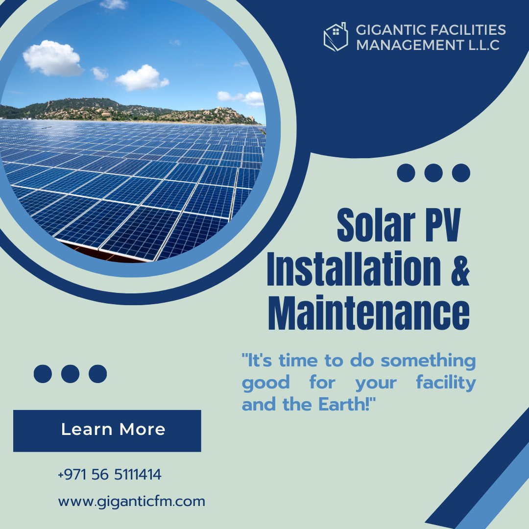 With our solar PV installation and maintenance services, switch your home and facility to solar and start saving!
#facilitiesmanagement #facilitiesmaintenance #facilitiescleaning #energymanagement #solarenergy #solarpvsystem #solarpvinstallation #solarpvmaintenance #saveenergy