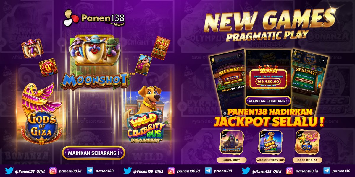 Panen138_Offcl's tweet photo. Udah pada cobain belum Game Slot Baru di #PANEN138 yang ada di Pragmatic ? 

Kalau belum buruan cobain deh game baru nya dijamin seru dan yang pasti PANEN CUAN !! Siang Ginting #Airdrop Aslan #MotoGP Nikita Mirzani https://t.co/1pANOECd0K