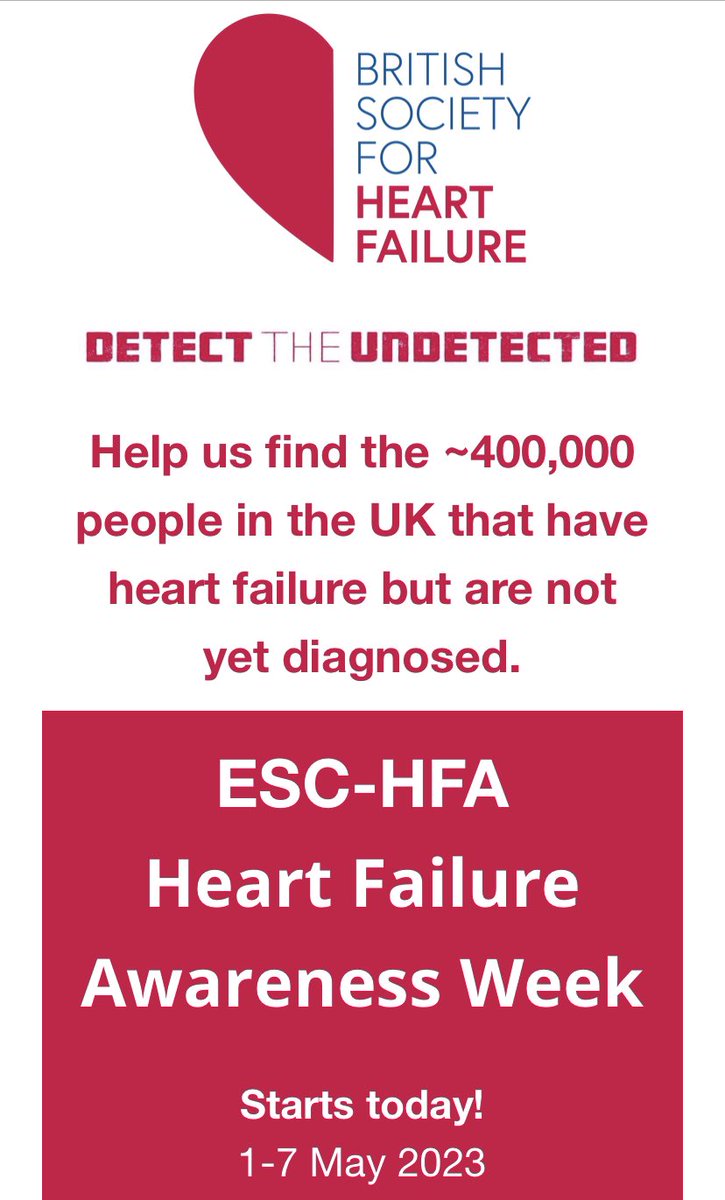 Today is the start of #HFAW23 Spread the word and make the symptoms of #Heartfailure known far and wide to help #detecttheundetected and reduce the burden of #HF @BSHeartFailure @BSHNurseForum #TheFWord #25in25