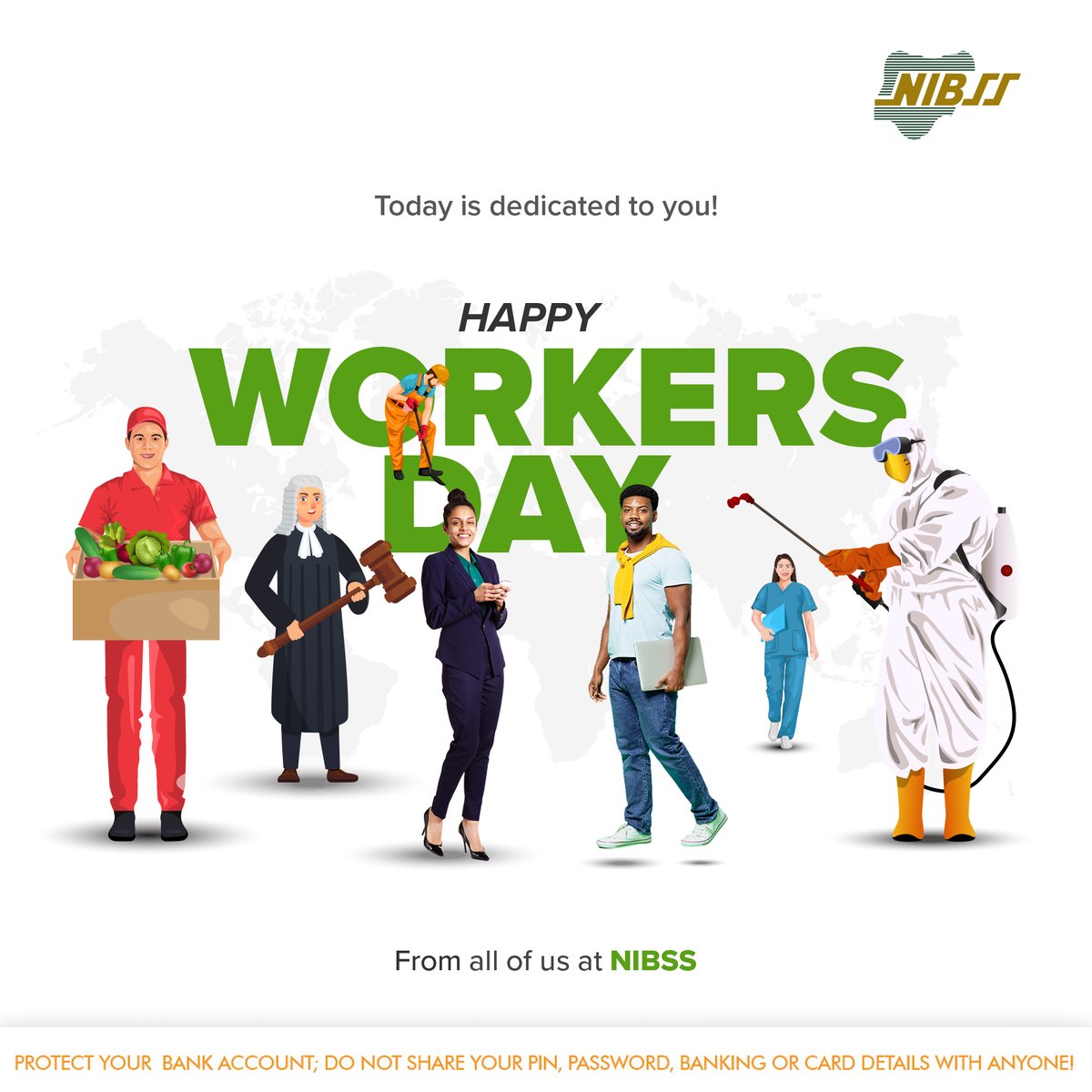 NIBSS_NG's tweet image. We celebrate and honor the hard work, dedication, and contributions of workers around the world. Your tireless efforts keep our society running and make the world a better place. Happy Workers Day! #workersday2023 #NIBSS #nibssplc
