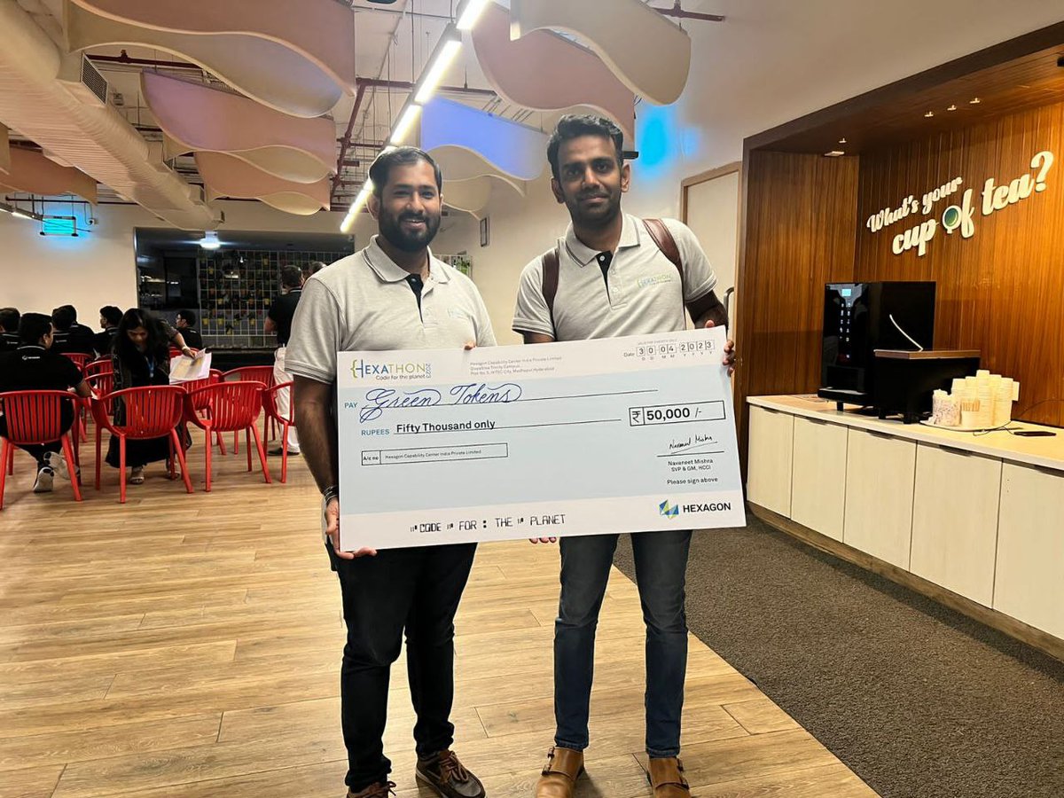 rickyjacob's tweet photo. Won a prize at #Hexathon2023 by @HexagonCCI for GreenTokens (https://t.co/SFXbYTpWfU) - tokenisation infrastructure platform for carbon credits or other green initiatives.
#greentokens #tokenisation #carboncredits #climatechange #blockchain #web3 #hexathon #sustainability #nfts https://t.co/udsfAyu766