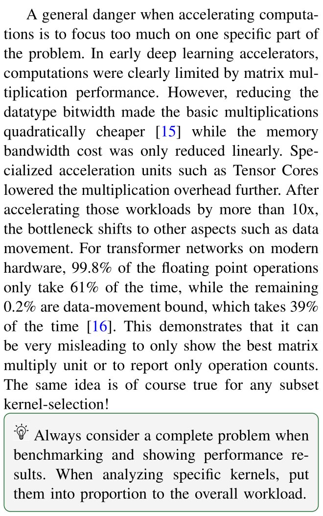thoefler's tweet photo. #DataScience #HPC #12ways 6: Show only kernels/subsets when scaling
"Always present the fastest kernel as this will result in highest flop rates!"
https://t.co/PE0xSqEfK9
> Always consider a complete problem when
benchmarking and showing performance results.
@acmrep #AI https://t.co/jC3CBI0aGX