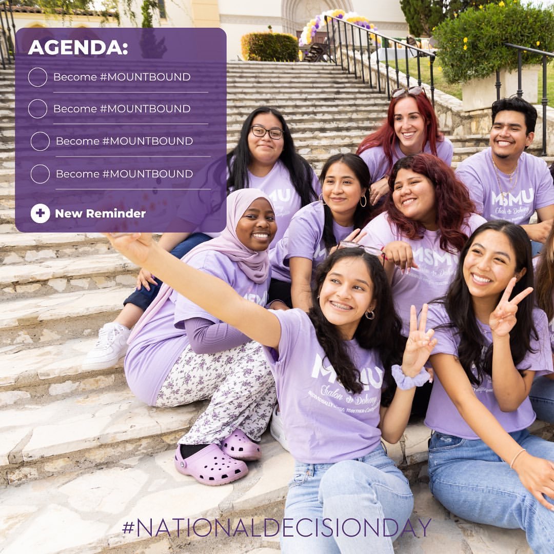 MSMU_LA's tweet photo. Today is #NationalDecisionDay! We can’t wait to celebrate all our #MountBound students! 🎉
Ready to choose the Mount? Log into your MSMU Admission Portal to submit your enrollment form.
(We’re still accepting application for Fall 2023. It’s not too late!) #MSMULA #UNStoppable https://t.co/owH6EPfyiK