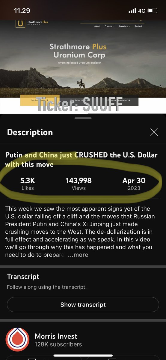 Gold Standard Media starting their marketing campaign for Strathmore Plus Uranium $SUU $SUUFF

Already 145 thousand views for this video alone, Strathmore is gathering new investors’ eyes with gravitational pull 

And we know what happens next… buckle up! 💺