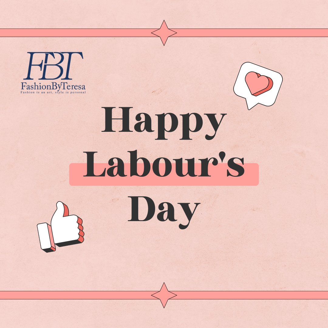 Rest, recharge, and remember the importance of your hard work. Happy Labour Day
fashionbyteresa.com
#LabourDay
#WorkersUnite
#HardWorkPaysOff
#NoWorkNoPay
#HappyLabourDay
#CelebrateWorkers
#LabourDayWeekend
#LabourDayParade
#UnionsMatter
#WorkforceAppreciation