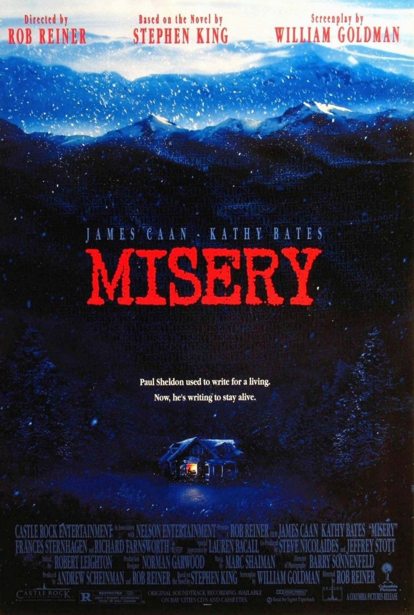 🎬#Misery (1990) Reiners visceral King adap. One of the greatest cat & mouse thrillers. Electric chemistry from the leads - pitch perfect casting. Relentlessly paced screenplay, fiendish plot twists. Intricate portrait of fan obsession. Wilkes = iconic #MacGuffinMovieDrone