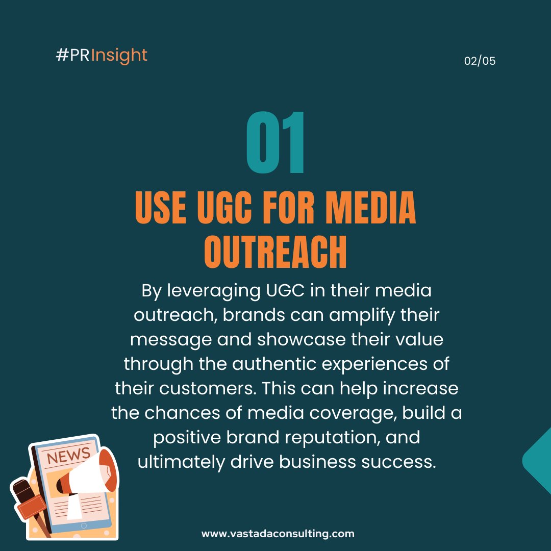 vastadaC's tweet photo. Let your customers speak for you! 📣 Discover the secrets to utilizing user-generated content to enhance your brand's #publicrelations strategy. 📈 From customer reviews to social media posts, let your audience help tell your story. 🤝

#UGC #BrandPR #CommunityPower #PR https://t.co/QswsA8RwOG