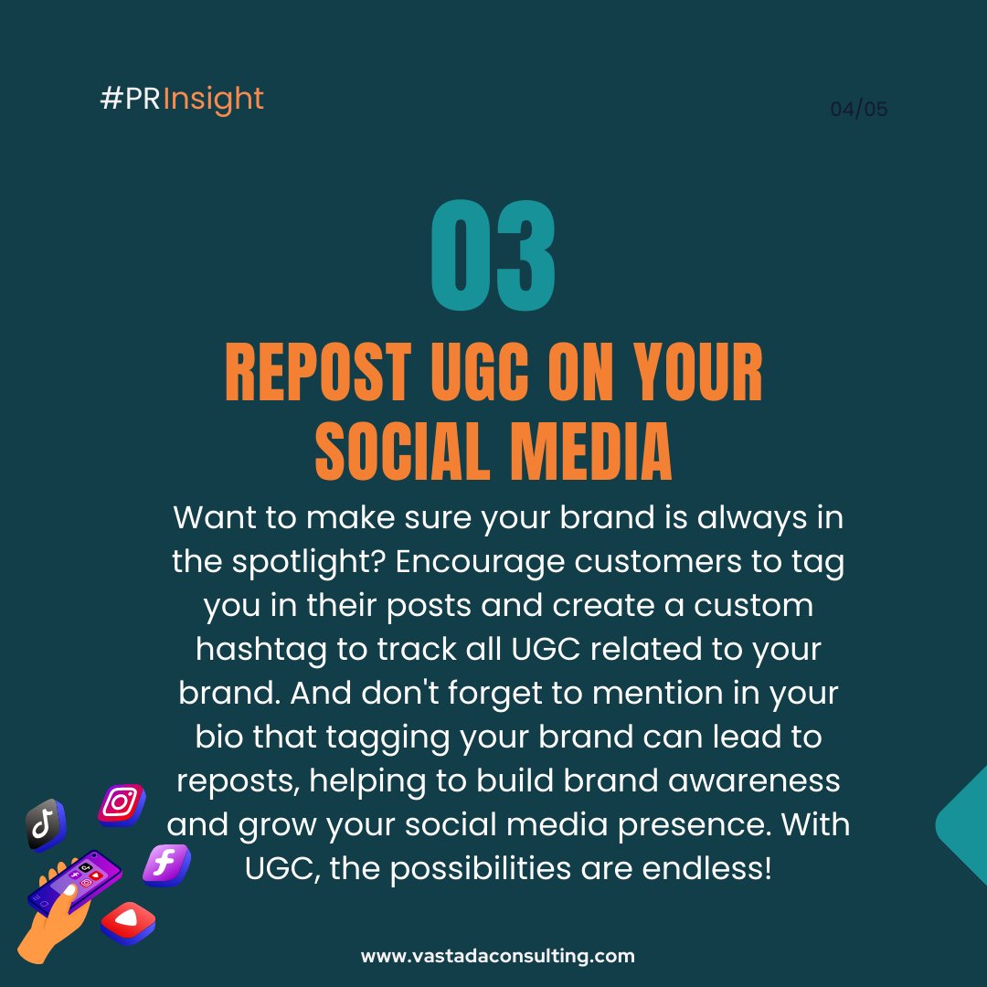 vastadaC's tweet photo. Let your customers speak for you! 📣 Discover the secrets to utilizing user-generated content to enhance your brand's #publicrelations strategy. 📈 From customer reviews to social media posts, let your audience help tell your story. 🤝

#UGC #BrandPR #CommunityPower #PR https://t.co/QswsA8RwOG