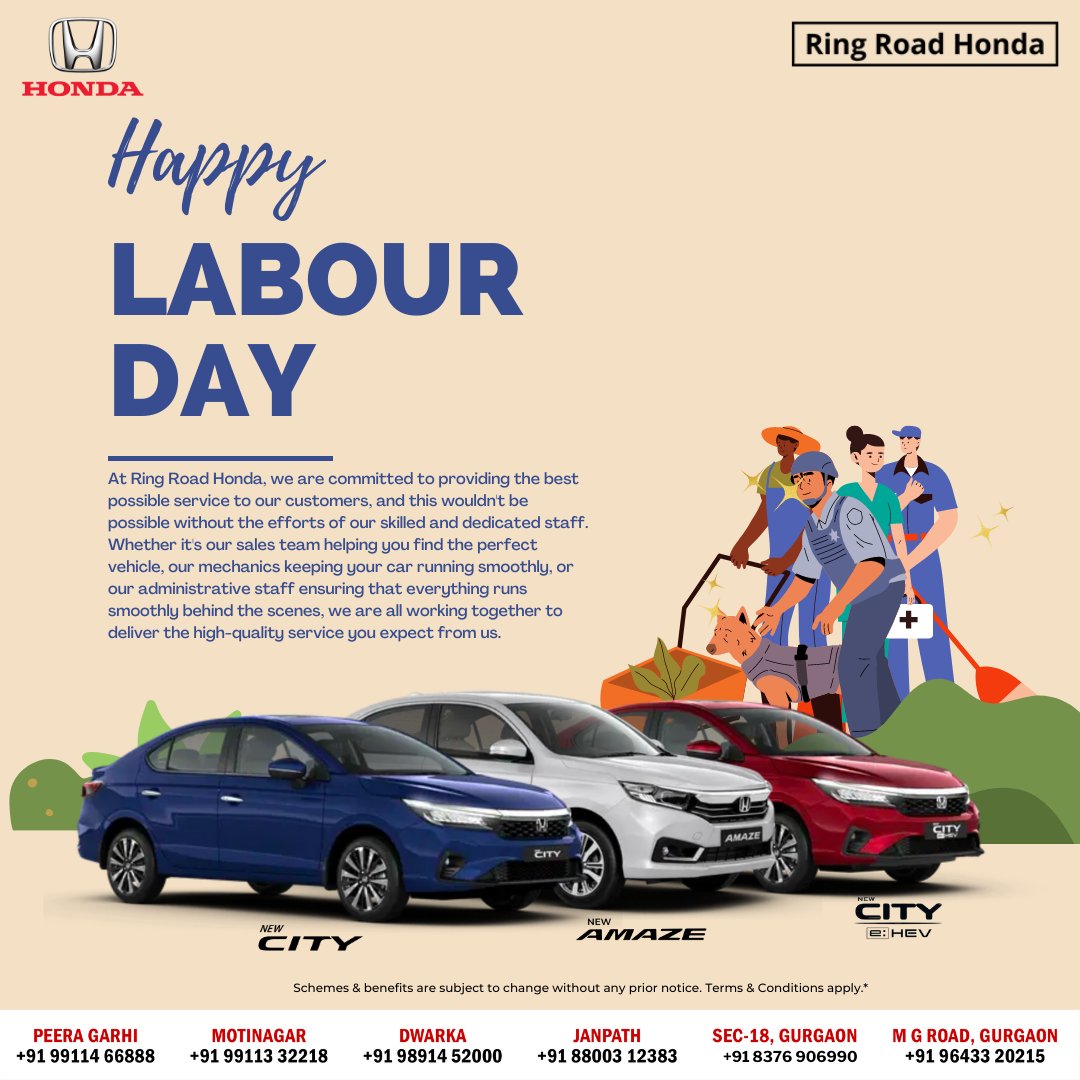 ring_honda's tweet photo. Happy Labour Day to everyone who puts in the time and effort to make the world a better place to live.
.
.
.
#RingRoadHonda #DelhiNCR #HondaCarsIndia #Honda#LabourDay2023 https://t.co/bvdK0gEhC3